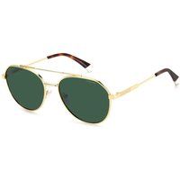Goldfarbene Pilotenbrille mit grünen Gläsern