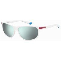 Weiße Sonnenbrille mit verspiegelten Gläsern
