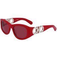 Rote rechteckige Acetat-Sonnenbrille