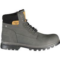 Knöchelhohe Stiefel in Lederoptik mit Strickkragen
