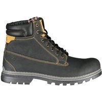 Schwarze Leder Schnürstiefeletten