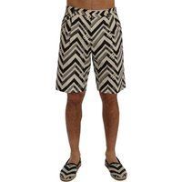 Kurze Hose mit Zickzackmuster aus Leinenmischung