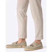 Beigefarbener Wildleder-Quastenloafer mit Espadrille-Sohle