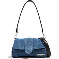 Denim Schultertasche mit Lederriemen
