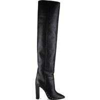 Schwarze Overknee-Stiefel mit Nieten