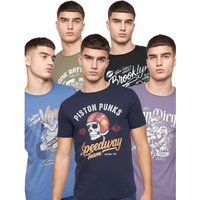 Crosshatch - "Jerome" T-Shirt für Herren (5er-Pack) (Bunt)