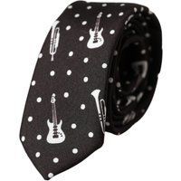 Schwarze Seidenkrawatte mit Gitarrenmuster