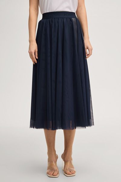 Joop! Marineblauer Tüll-Midirock mit Logo-Bund