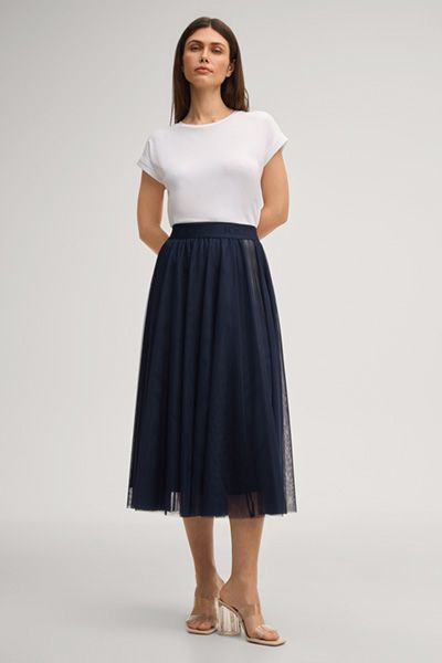 Joop! Marineblauer Tüll-Midirock mit Logo-Bund