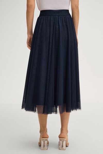 Joop! Marineblauer Tüll-Midirock mit Logo-Bund