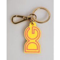 Gelber Gummi Goldfarbener Metall DG Logo Schlüsselanhänger