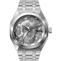 Extravagantes silberfarbenes Totenkopf-Kristall-Uhr
