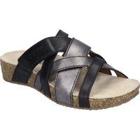 Damen Leder Mehrriemen Pantolette Sandale