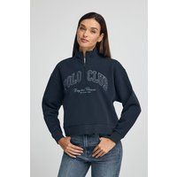 Marineblaues Logo-Sweatshirt mit Reißverschluss