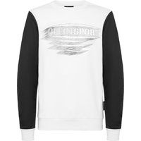 Zweifarbiger Pullover mit Grafikprint