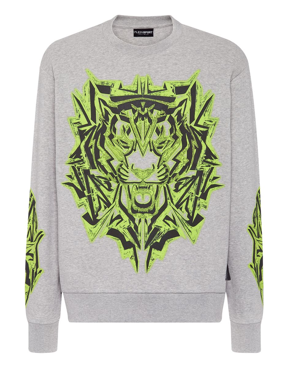 Fleece-Sweatshirt mit geometrischem Tiger-Print