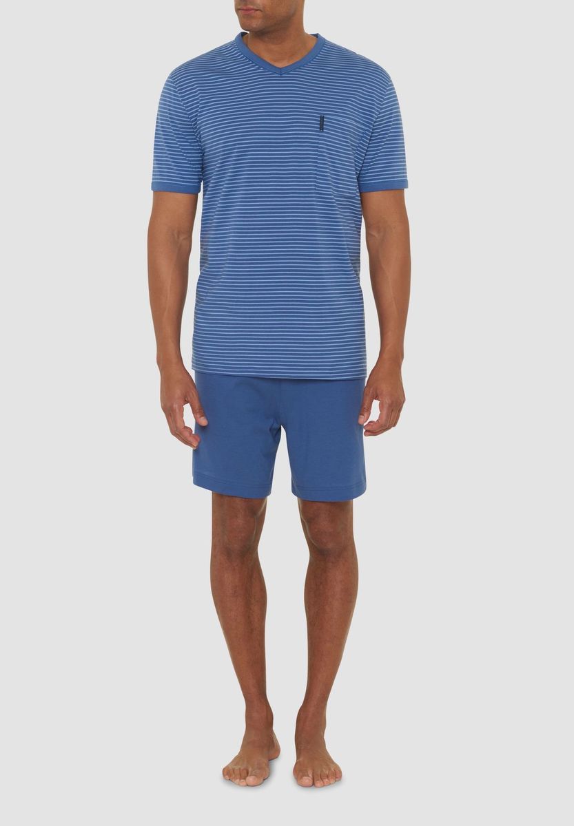 Herren Gestreiftes Kurzes Schlafanzug-Set