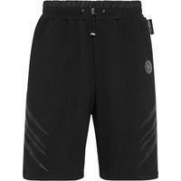 Schwarze sportliche Baumwollfleece-Shorts