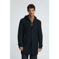 Herren Wollmischung Mantel mit Kapuze