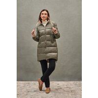 Langer gesteppter Puffer Mantel mit Kapuze
