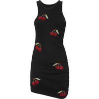 Ärmelloses geripptes Minikleid mit Kirschen