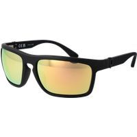 Rechteckige schwarze Sonnenbrille mit verspiegelten Gläsern