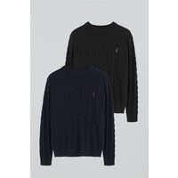 Herren Zopfmuster Wollmischpullover Set