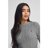 Feinstrick-Pullover aus Wollmischung mit Zopfmuster