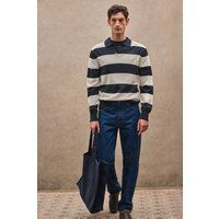 Gestreifter Pullover mit Polokragen aus Baumwollmischung