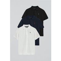 Klassisches Piqué-Poloshirt im Dreierpack