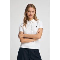 Klassisches weißes Piqué-Poloshirt aus Baumwolle