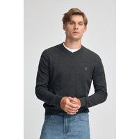 Herren Wollmischung Pullover mit V-Ausschnitt