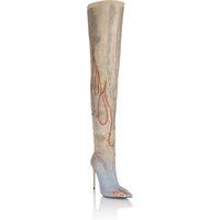 Verzierte Overknee-Stiletto-Stiefel