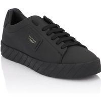 Matte schwarze Low-Top Leder Sneaker