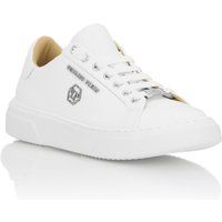 Schwarze Leder-Low-Top-Sneakers