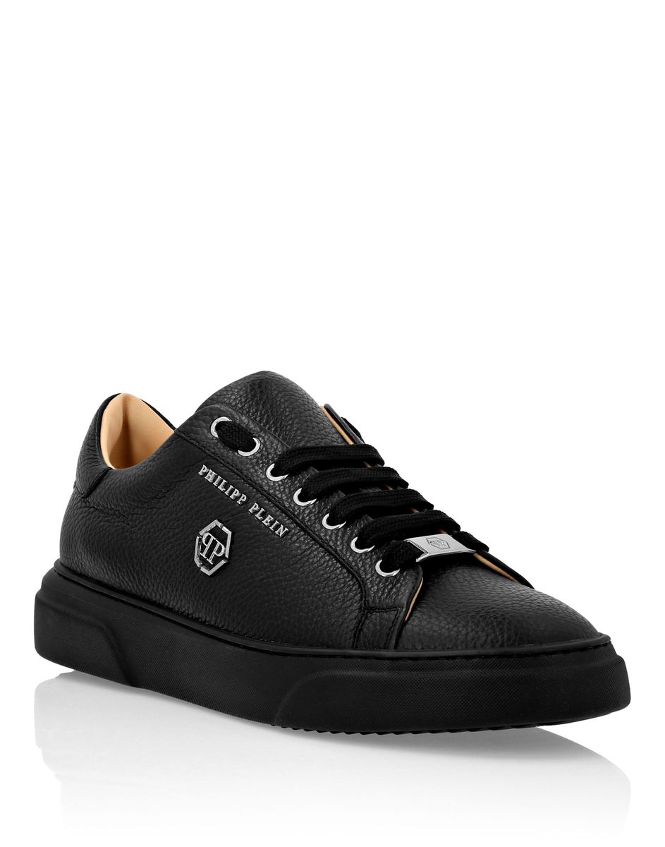 Low-Top Leder-Sneaker mit Hexagon-Logo