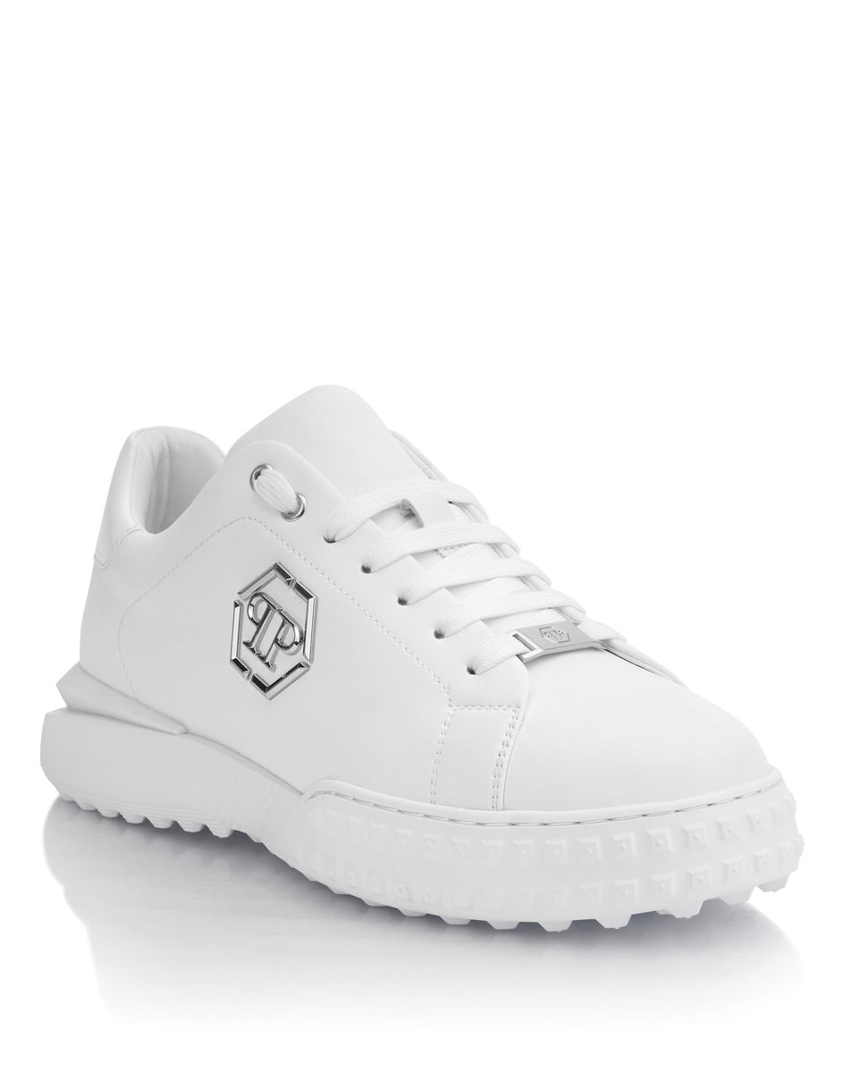 Leder-Sneaker mit Hexagon-Logo
