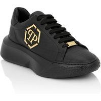 Schwarze Godzilla Runner Sneakers mit Kroko-Effekt