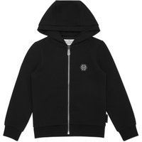 Schwarze Kapuzenjacke mit Reißverschluss und Logo-Patch