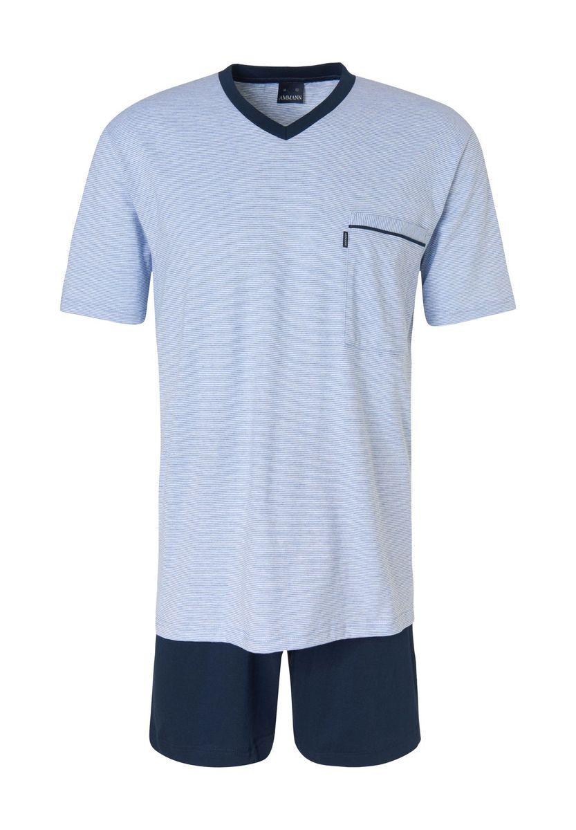 Herren Gestreiftes Schlafanzug Set mit V-Ausschnitt