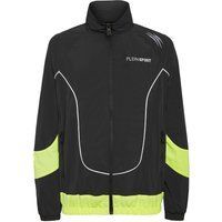 Schwarze Windbreakerjacke mit Neonbesatz