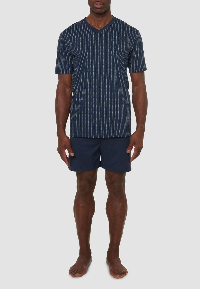 Herren Baumwoll Schlafanzug Set mit Streifen