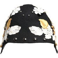 Floral bestickter Woll-Cloche-Hut