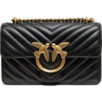 Chevron Leder Schultertasche mit Vögeln