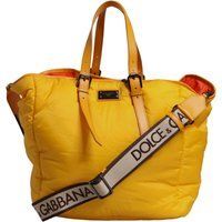 Gelbe Orange Nylon-Logo-Plakette Hand- und Schultertasche