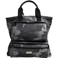 Grau Camouflage Baumwoll-Shopper mit mehreren Fächern