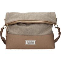 Beige Stoff Schultertasche