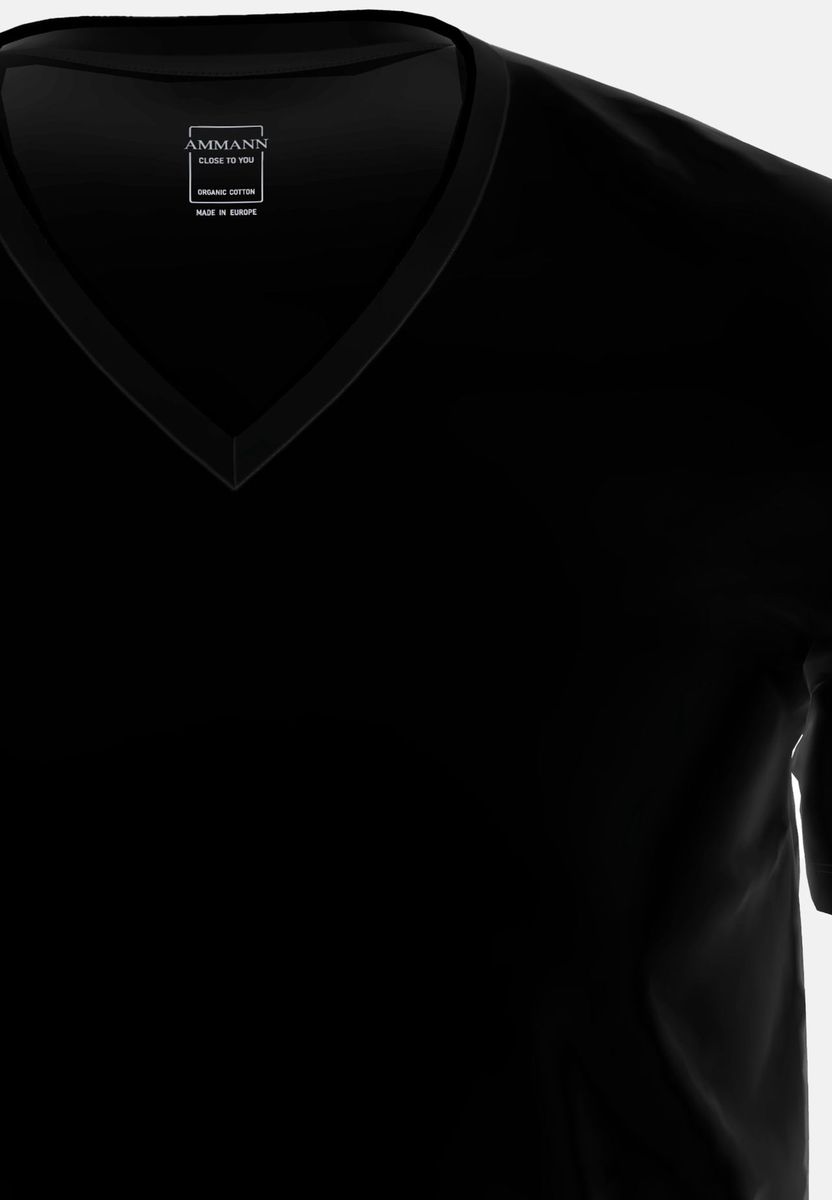 Klassisches schwarzes V-Ausschnitt T-Shirt