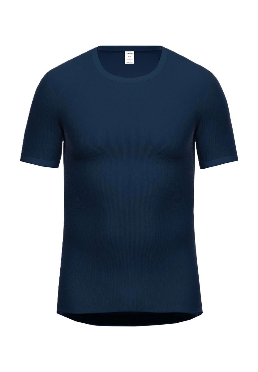 Klassisches marineblaues Baumwoll-T-Shirt mit Rundhalsausschnitt