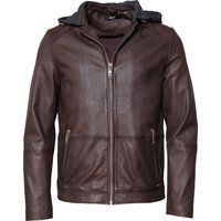 Braune Lederjacke mit Kapuze für Herren